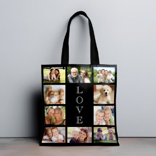 Tote Bag Family Love 10 Photo Collage noir