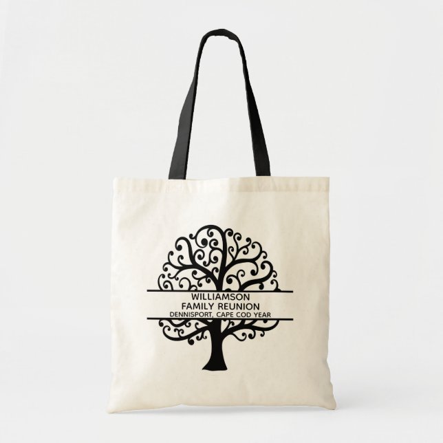Tote Bag Family Tree Reunion Black Modern Drawing (Devant)
