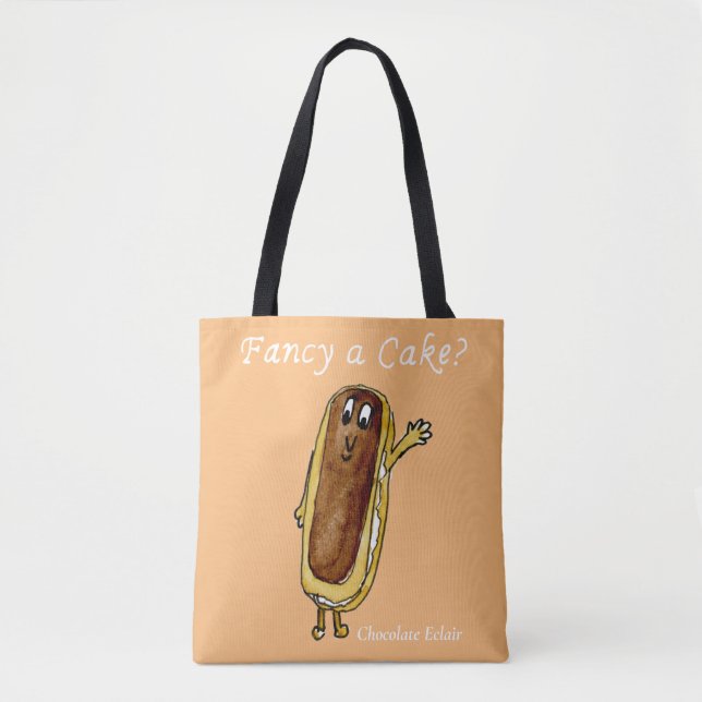 Tote Bag Fancy Cake Funny Chocolate Eclair Humour d'art iro (Devant)