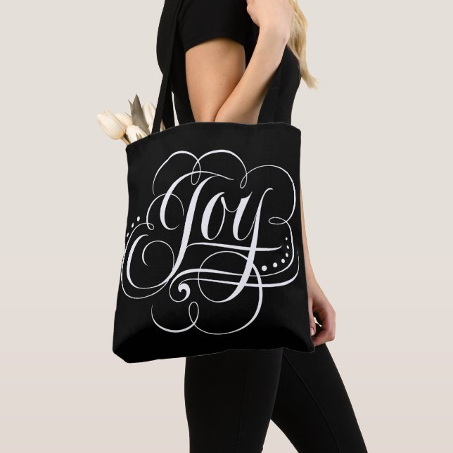 Tote Bag Fancy JOY to the World Christmas Calligraphy (De près)