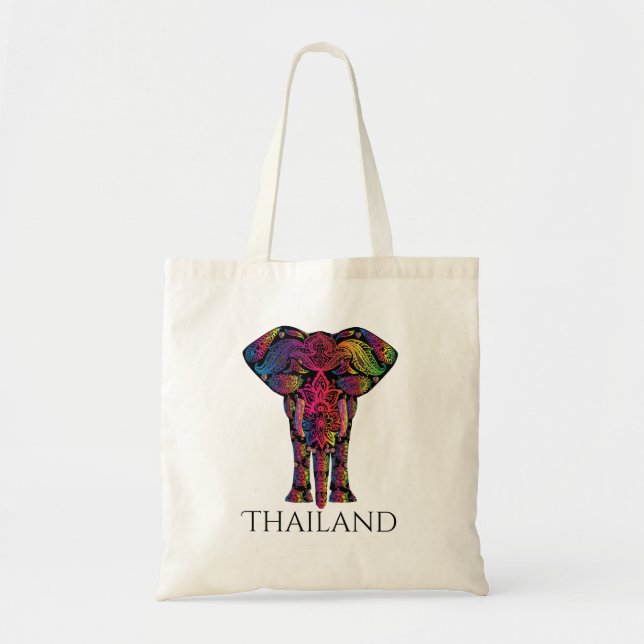 Tote Bag Fancy Mandala Elephant Bright Bold Colonnes Thaïla (Devant)