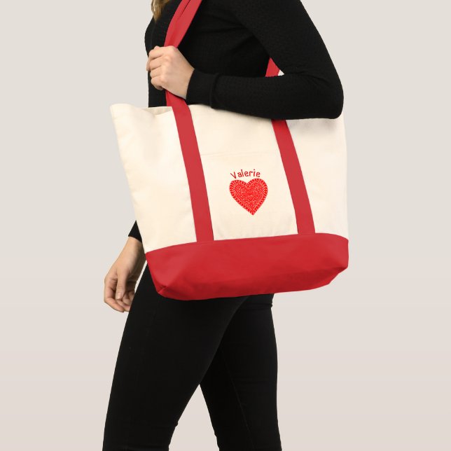 Tote Bag Fancy Red Dots Coeur Personnalisé (Devant (produit))
