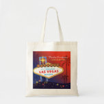 Tote Bag Fancy Twilight Las Vegas Mariage Bridesmaids Cadea<br><div class="desc">Fabuleux signe Las Vegas et belles silhouettes de palmier, étoiles scintillantes et arrière - plan rouge et bleu épais illustré sur les sacs-cadeaux de Bridesmaids personnalisés. Créez des gardiens super magnifiques et uniques pour vos demoiselles d'honneur spéciales en customisant le sac un par un! (Vous pouvez trouver les essentiels et...</div>