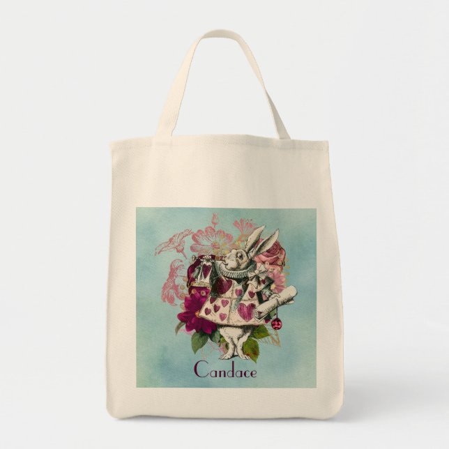 Tote Bag Fancy Wonderland White Rabbit Personnalisé (Devant)