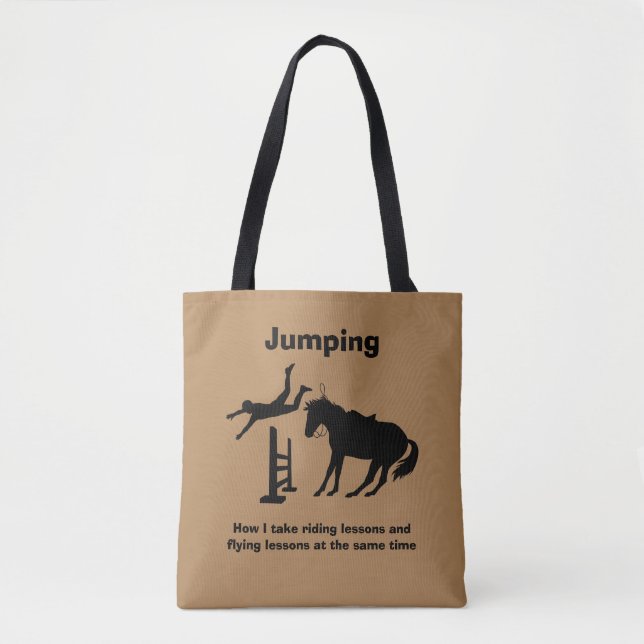 Tote Bag Fantaisie Cheval sauter Humour en chute libre (Devant)
