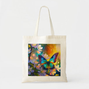 Tote Bag Fantaisie de Cerisier en Fleur Papillon au Lever d