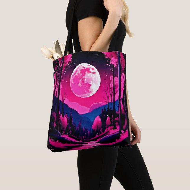 Tote Bag Fantaisie de lune rose (De près)