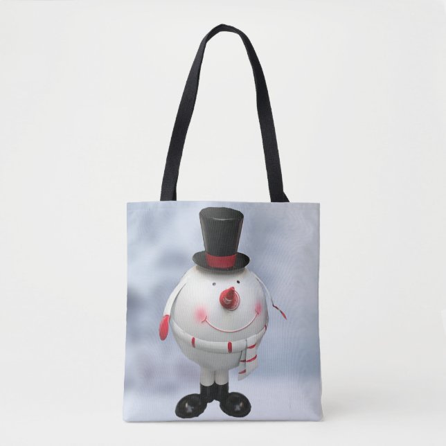 Tote Bag Fantaisie Rond Snowman Noël (Devant)