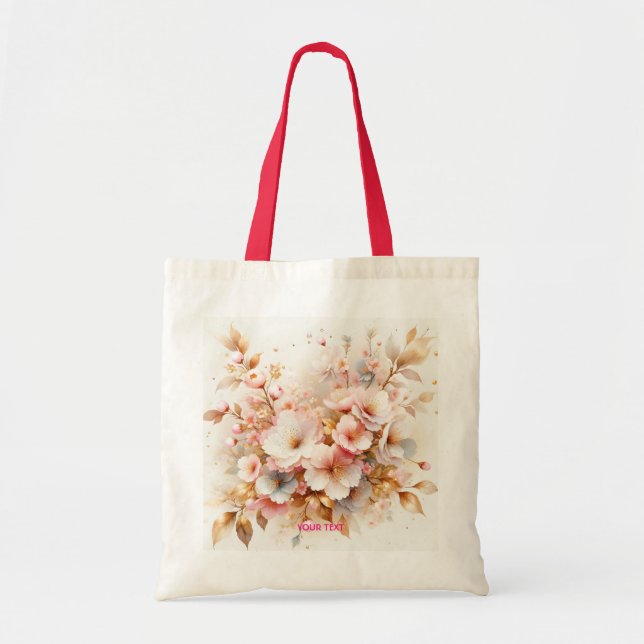 Tote Bag Fantaisie Rose Pâle Sakura Mignon (Devant)