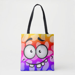 Tote Bag Fantaisie visage souriant coloré orange abstrait b