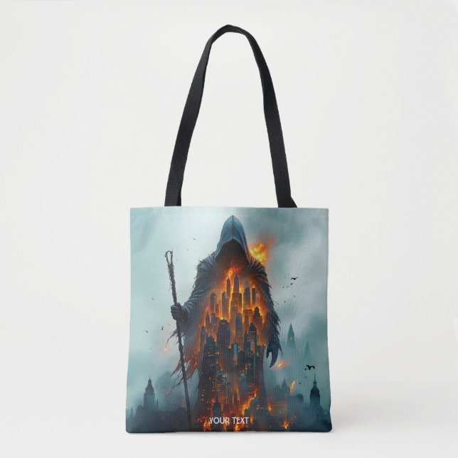 Tote Bag Fantastique Cité de Feu de Magicien Mignon (Devant)