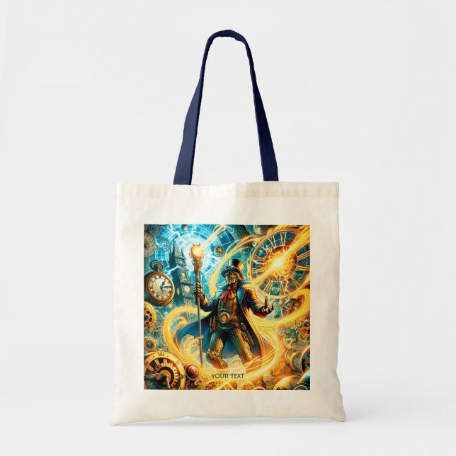 Tote Bag Fantastique Mignon Magicien Steampunk du Temps (Devant)