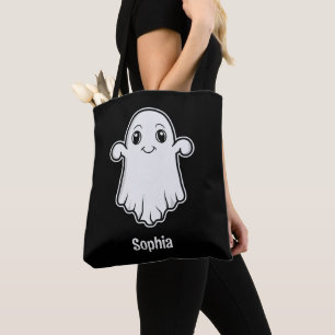 Tote Bag Fantôme De Cartographie Avec Nom Personnalisé Blan