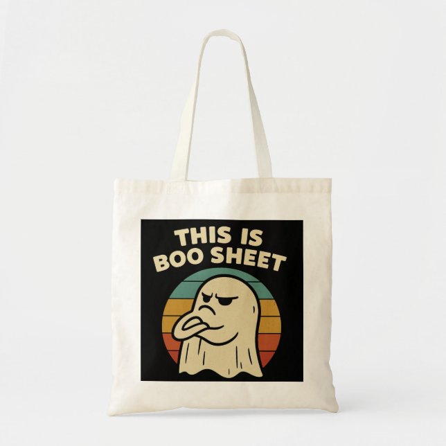 Tote Bag Fantôme drôle "This Is Boo Sheet" Halloween rétro (Devant)