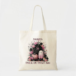 Tote Bag Fantôme éffrayant et Citrouille Halloween Tricoter