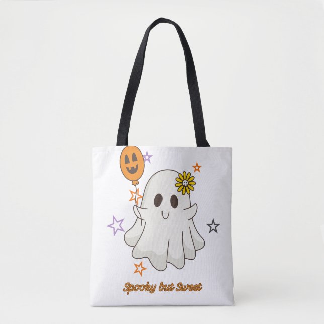 Tote Bag Fantôme mignon Halloween chouette mais doux (Devant)