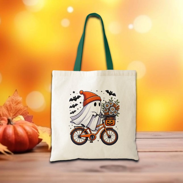 Tote Bag Fantôme rétro sur Halloween à vélo (Créateur téléchargé)