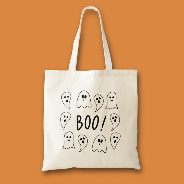 Tote Bag Fantômes d'Halloween des friandises ou un sort (Ghosts Boo Halloween tote bag for trick or treat)