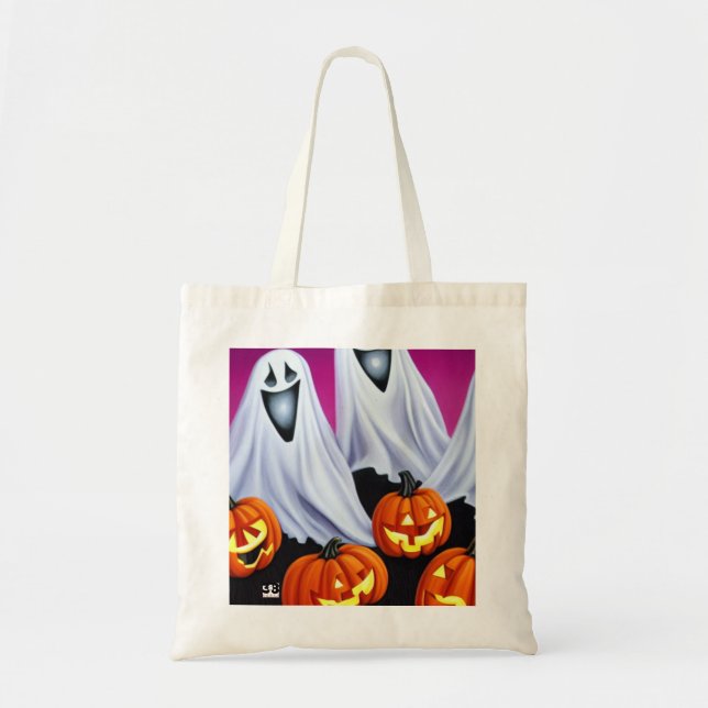 Tote Bag Fantômes et Citrouilles d'Halloween (Devant)