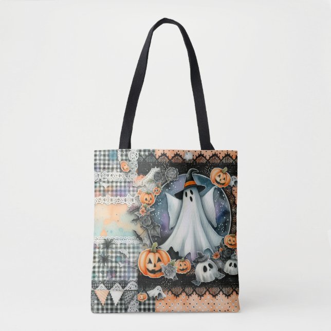 Tote Bag Fantômes et citrouilles d'Halloween #1  (Devant)