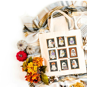 Tote Bag Fantômes Lecture du timbre Vintage Halloween