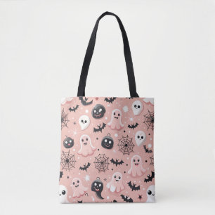 Tote Bag Fantômes roses et Halloween Motif sans couture