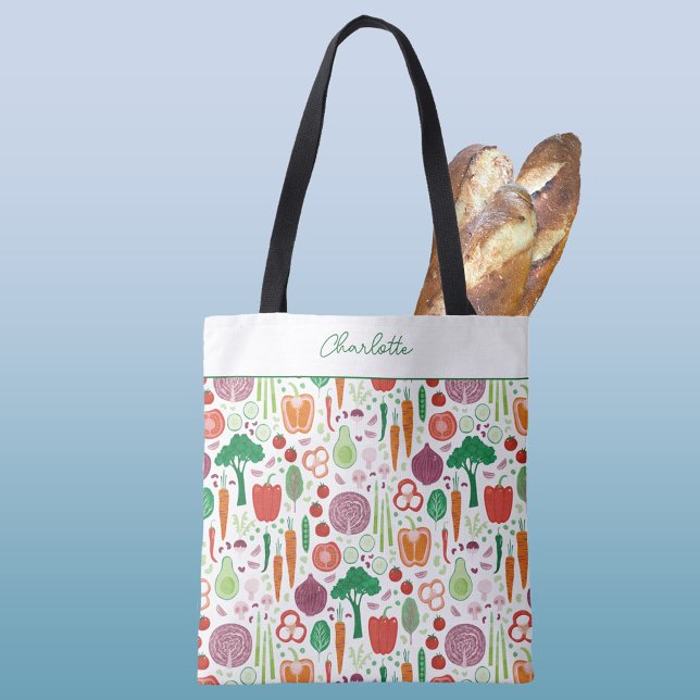 Tote Bag Farmers Marché Légumes Personnalisés (Personalized Farmers Market vegetable pattern tote bag)