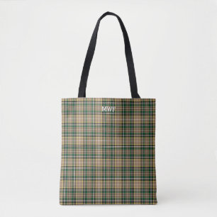 Tote Bag Farrell Clan Tartan Tan Monogramme Plaid