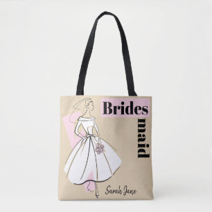 Tote Bag Fashion Bride Neutral Bridesmaid Nom fourre-tout