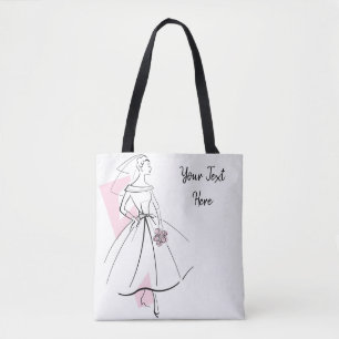Tote Bag Fashion Bride texte rose fourre-tout