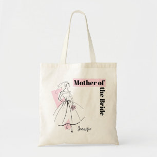 Tote Bag Fashion Mariée rose mère de l'épouse Nom budget