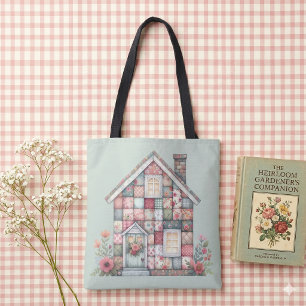 Tote Bag Fausse Maison Florale Cottagecore Patchwork