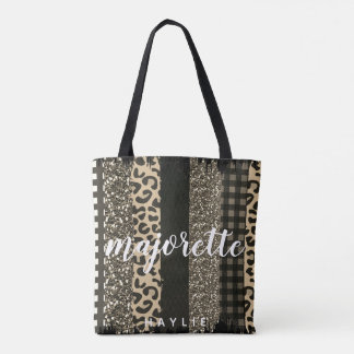 Tote Bag Faux Cheetah et Parties scintillant Majorette pers
