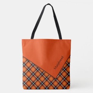 Tote Bag Faux de plaid écossais noir et orange