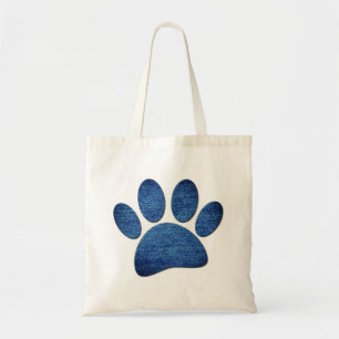 Tote Bag Faux Denim Jeans Chien Paw Texture imprimée