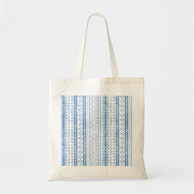 Tote Bag Faux Fair Isle Knitwear Aquarelle Cosy Cabincore (Devant)