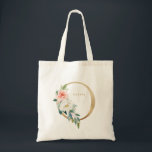 Tote Bag Faux Gold Foil Floral Lettre O Monogramme Bridesma<br><div class="desc">Sac fourre-tout floral féminin et élégant avec des illustrations d'aquarelle de fleurs,  de verdure et de faux monogramme de feuille. Personnalisez en ajoutant un nom ou une courte phrase. Cette lettre O sac de toile florale monogramme sera parfait comme un cadeau personnalisé.</div>
