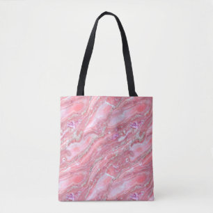 Tote Bag Faux Marbre Rose Texture Avec Parties scintillant