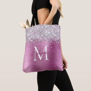 Tote Bag Faux-Parties scintillant argent Glam rose Personna