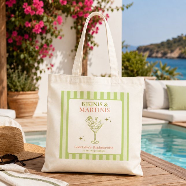 Tote Bag Faveur de Bachelorette Party Bikinis et Martinis B (Créateur téléchargé)