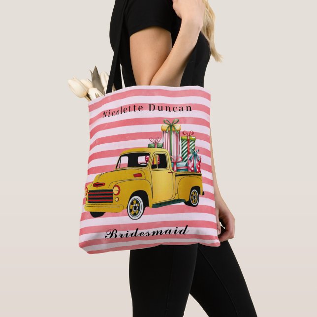 Tote Bag Faveur de demoiselle d'honneur de camion de Noël v (De près)