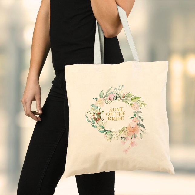 Tote Bag Faveur de demoiselle d'honneur florale de verdure  (Watercolor Greenery Floral Bridesmaid Favor Tote Bag)