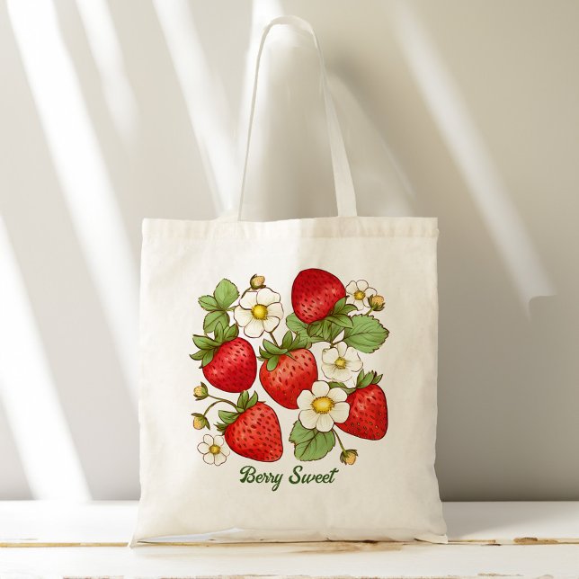 Tote Bag Faveurs de douche nuptiale à la fraise sucrée de B (Berry sweet fruit strawberry tote bag bridal shower favors bridesmaid gifts gifts for her)