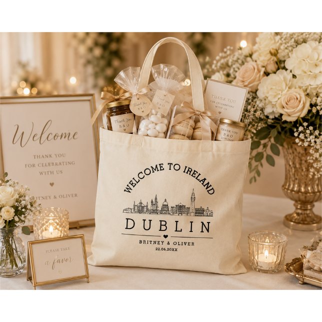 Tote Bag Faveurs de mariage de destination à Dublin en Irla (Créateur téléchargé)