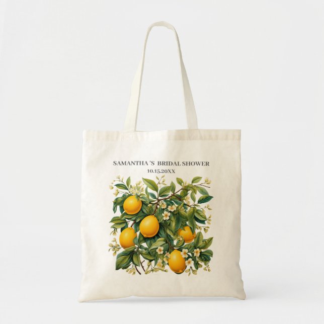 Tote Bag Faveurs de thème citron pour une fête de mariage (Devant)