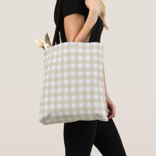 Tote Bag Faye En vichy beige