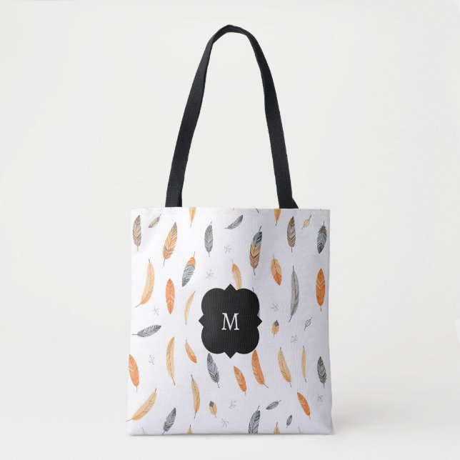Tote Bag Feathers Luxury Trendy Boho Collection (Devant)