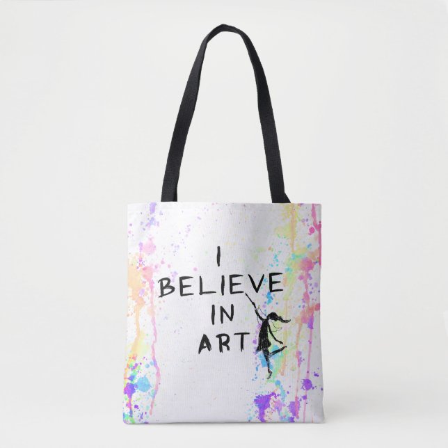 Tote Bag Fée d'art : Je crois à la course d'aquarelle d'art (Devant)