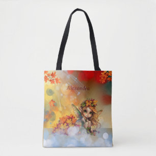 Tote Bag Fée d'automne mignonne avec Feuilles tombés