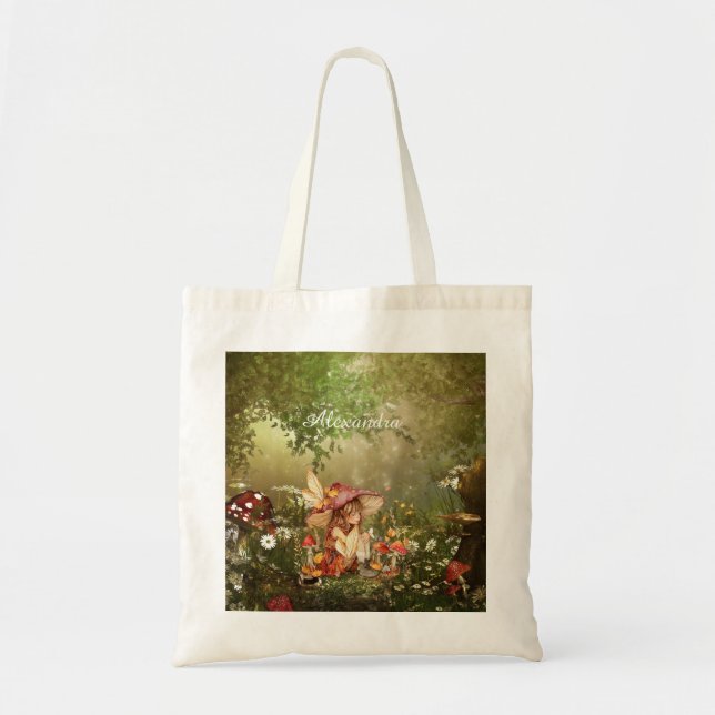 Tote Bag Fée de champignons mignonnes dans la forêt (Devant)